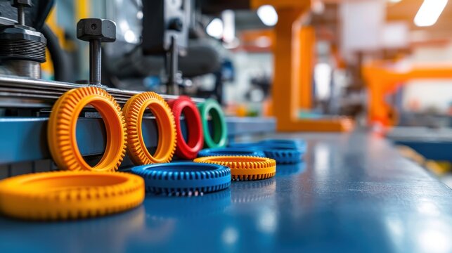 Precision Polyurethane O-Rings for Airtight Seals in Die Applications - Macro Shot on Workshop Table with Industrial Tools Background