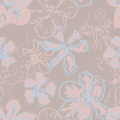 Neutral Colour Abstract Floral Seamless Pattern Design