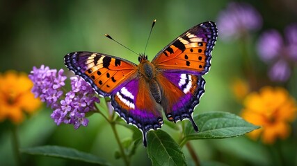 Obraz premium Optical Illusion Butterfly: Orange and Purple, Rule of Thirds