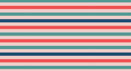 Festive Christmas striped background. Horizontal lines in blue, red and green colours. Retro colours background.