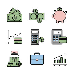 Business Finance Icon Collection with Modern and Professional Style