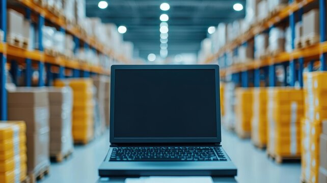 Advanced scanner in a logistics center, scanning product barcodes for data collection, AI-driven inventory system
