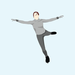 Ice Skater Simple Sport Vector