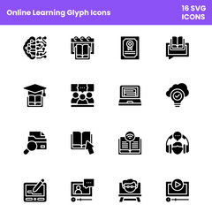 Online Learning Glyph Icons (File type SVG)