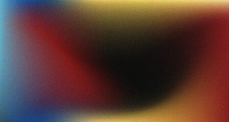 Grainy red yellow blue gradient background black  noise texture banner backdrop, glowing colors poster design