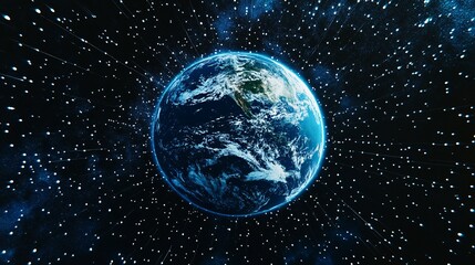 Obraz premium Earth from Space with a Starry Burst