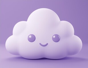 Obraz premium 3D happy purple cloud smiles
