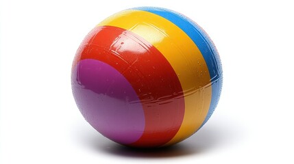 Colorful Wet Beach Ball with Water Droplets