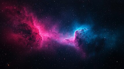 Stunning cosmic art showcasing vibrant nebula colors of pink and blue in the vastness of space, perfect for astronomy enthusiasts.
