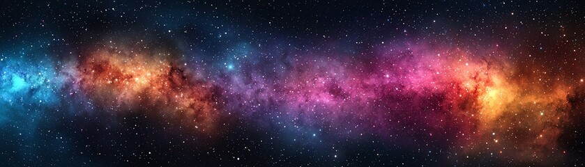 Obraz premium Vibrant cosmic scenery showcasing colorful nebulas and star clusters in deep space, perfect for sci-fi and astronomy enthusiasts.