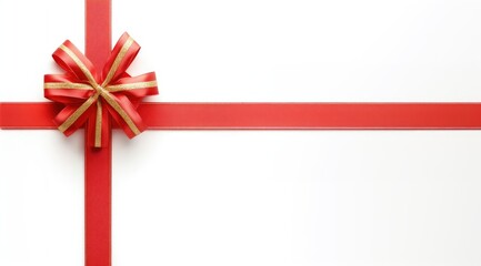 A neatly wrapped gift box adorned with a red ribbon and a decorative bow, symbolizing celebration and giving.