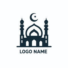 Elegant Mosque Logo Design for a Religious Institution. A simple elegant vector graphic of a mosque perfect for use as a logo