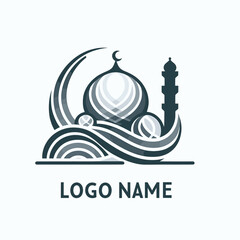 Fototapeta premium Abstract Mosque Logo Design for Islamic Brand. Stylish and abstract logo design of a mosque featuring a modern interpretation of Islamic architecture