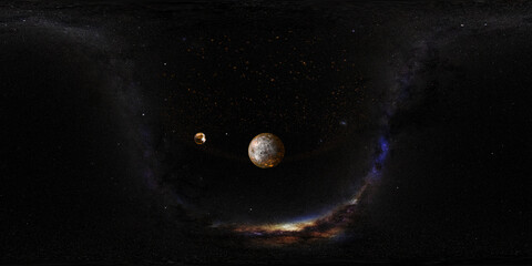 Planet Earth and Moon Formation 8K VR 360 Spherical Panorama