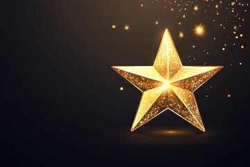 Gold Star on Black Background