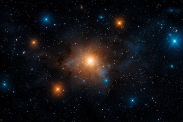 Fototapeta premium Stunning cosmic view of distant stars and galaxies illuminated against the dark backdrop of space, showcasing celestial beauty.