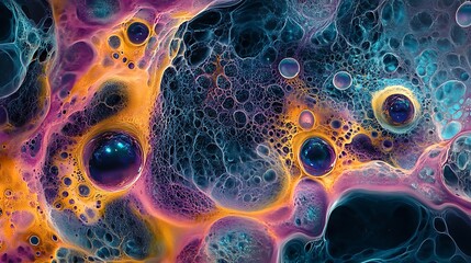 Vibrant abstract patterns of colorful fluid dynamics in space