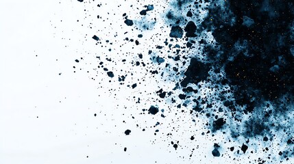 Fototapeta premium An abstract splash of black and blue ink on a white background, creating a dynamic and artistic composition.