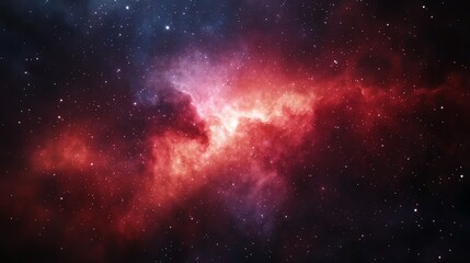 Obraz premium A stunning cosmic nebula in vibrant shades of red and purple, showcasing the beauty of space and the mysteries of the universe.