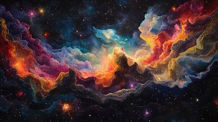 Celestial symphony a vibrant dance of cosmic colors and textures