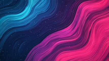 Obraz premium Vibrant abstract waves of blue and pink intertwine, creating a visually captivating cosmic backdrop filled with dynamic motion.
