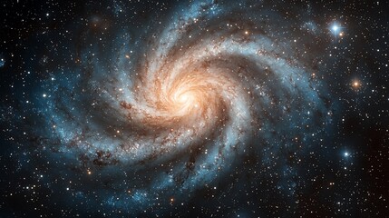 A stunning view of a spiral galaxy, showcasing vibrant colors and swirling patterns against the vastness of space.