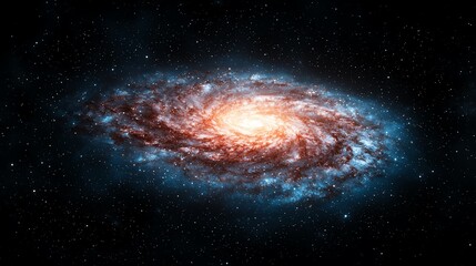 Fototapeta premium A breathtaking view of a colorful galaxy swirling with stars and cosmic clouds against a dark space backdrop.