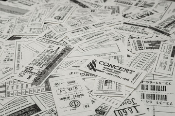 vintage tickets from around the world, theater, movie, concerts, transport, boarding passes, hotel reception cards and other documents