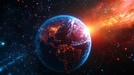 Obraz premium Earth in a Cosmic Dance of Light and Color