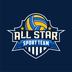 Volleyball logo design vector illustration, for volleyball club