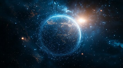 Obraz premium Global Network Connections in Space