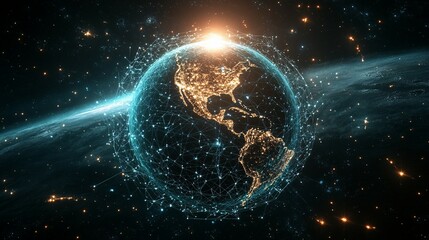 Obraz premium Global Network Connections - A Digital Earth