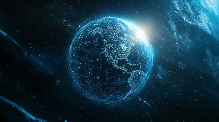 Fototapeta premium Digital Earth - Networked Globe in Space