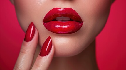 Naklejka premium Cherry Red: A vibrant, playful red that evokes ripe cherries, this cheerful shade is perfect for candy packaging and summer fashion, embodying joy. 