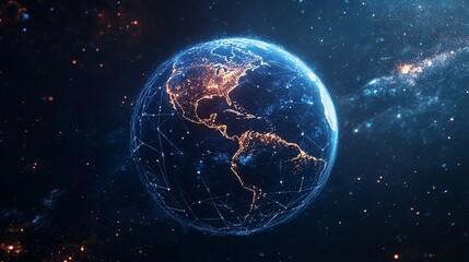 Obraz premium Global Network Connection: A Digital Earth