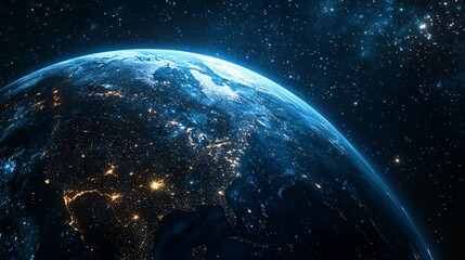 Obraz premium Earth at Night from Space: A Glimpse of Humanity's Glow