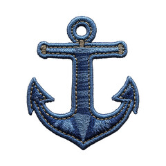 Blue embroidered anchor design for nautical themes © Malika