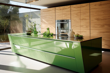 Sustainable and Eco-Friendly Kitchen with Green Features, Emphasizing Environmentally Conscious Design and Modern Functionality – Generative AI
