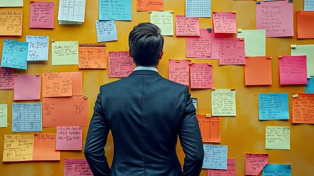 A businessman's rear end idea for the office brainstorming and scheduling process.