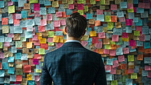 A businessman's rear end idea for the office brainstorming and scheduling process.