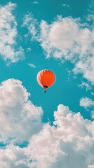 Fototapeta premium Whimsical Hot Air Balloon in Clear Blue Sky