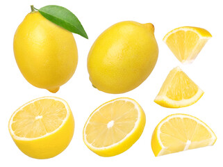lemon fruit, piece and half isolated, Fresh and Juicy Lemon, transparent PNG, PNG format, cut out,...