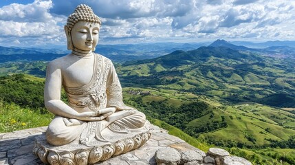 Obraz premium Majestic Buddha Statue Overlooking Vast Landscape