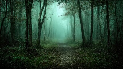 Fototapeta premium Hauntingly Beautiful View of Dense Forest
