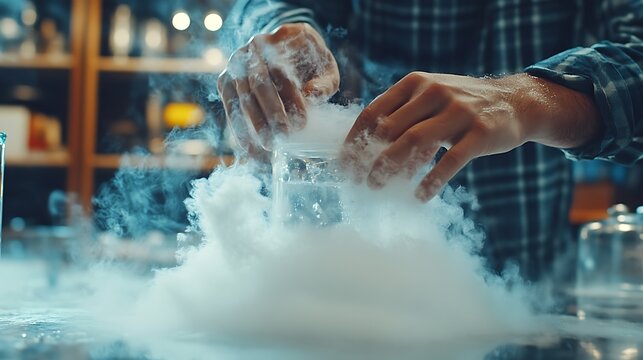 Using liquid nitrogen from a cryogenic tank in a research lab