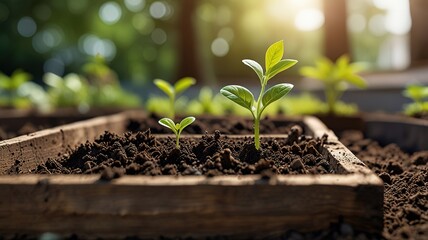 Concept of plants growing in the garden, eco concept