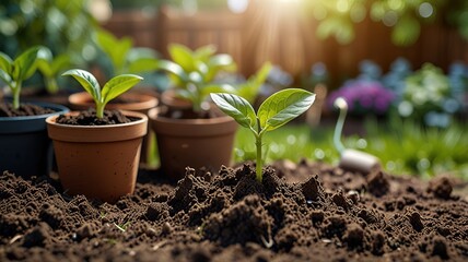 Concept of plants growing in the garden, eco concept