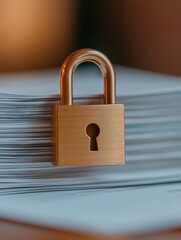 Naklejka premium Securing digital information a focus on the importance of document protection with a padlock symbolizing safety and privacy