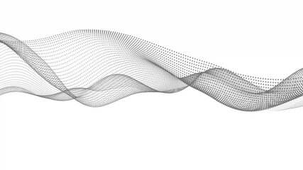 Technological background. Wave drawing of lines. Abstract wave on white background. Gradient from dots .