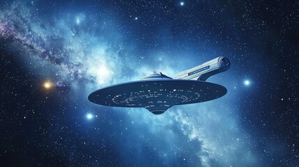 Obraz premium Spaceship Patrolling the Edge of the Galaxy